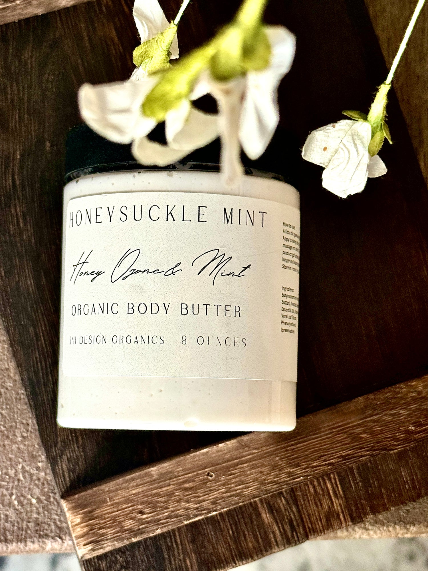 Honey Suckle Mint Body Butter W/Aloe & Vitamin E, notes of Honeysuckle & Mint