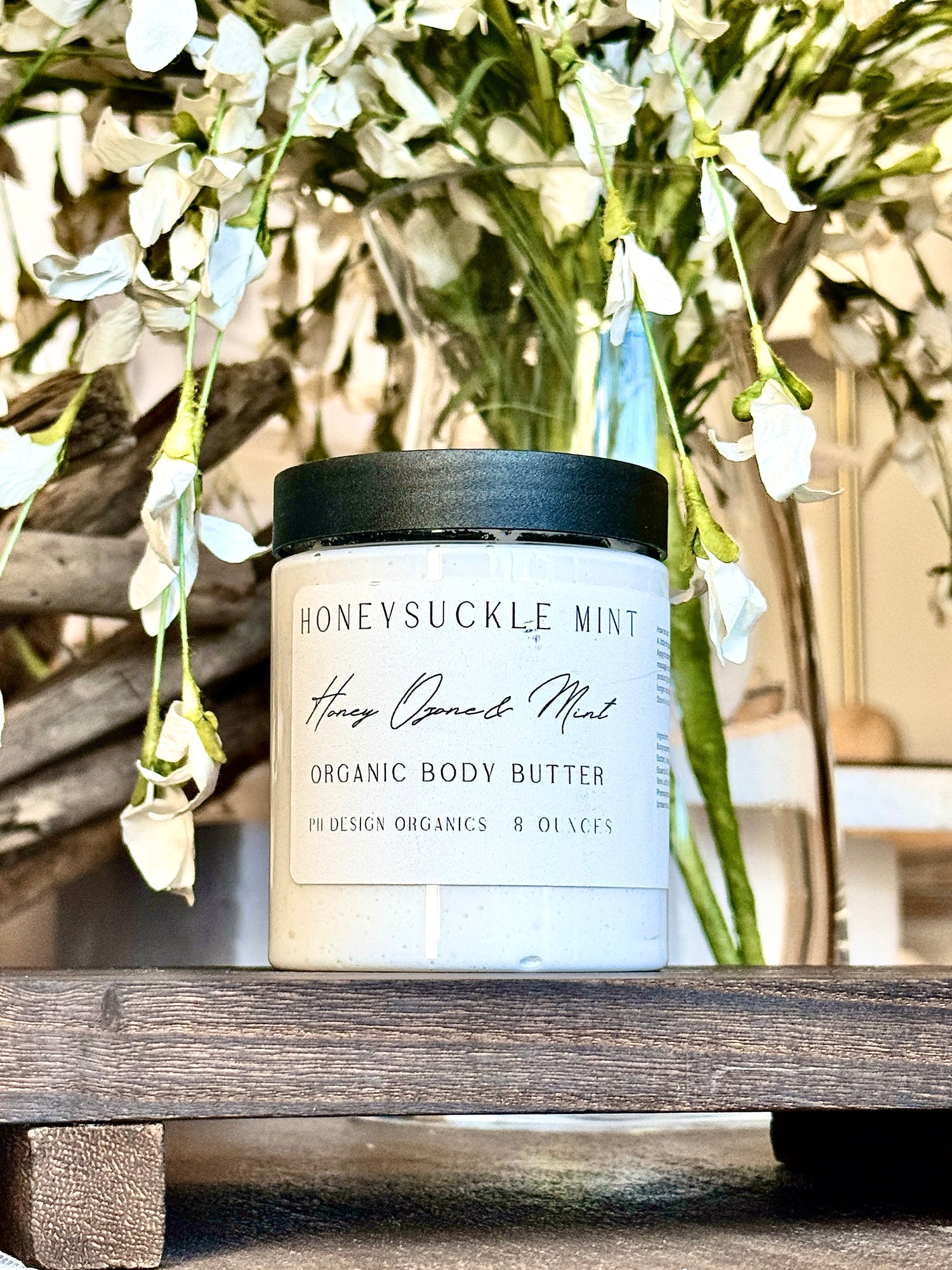 Honey Suckle Mint Body Butter W/Aloe & Vitamin E, notes of Honeysuckle & Mint