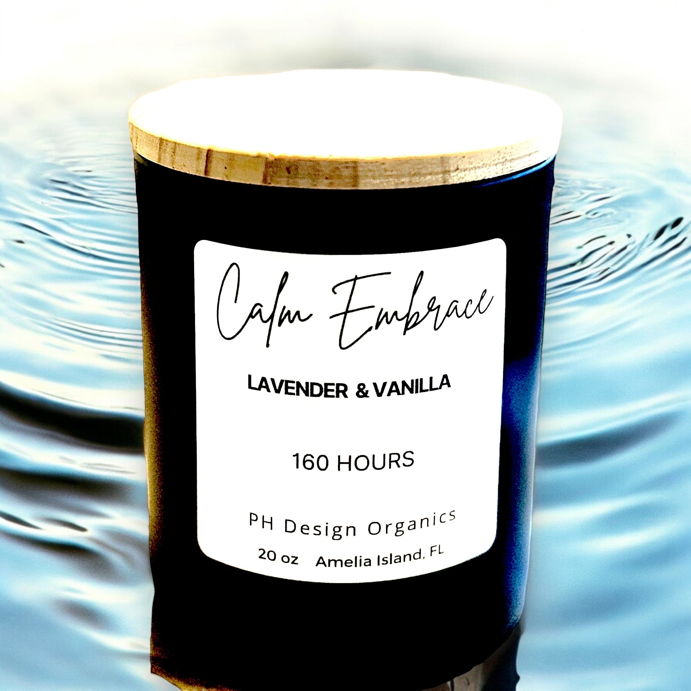 Organic Luxury Candle – Black Glass with Natural Wood Lid