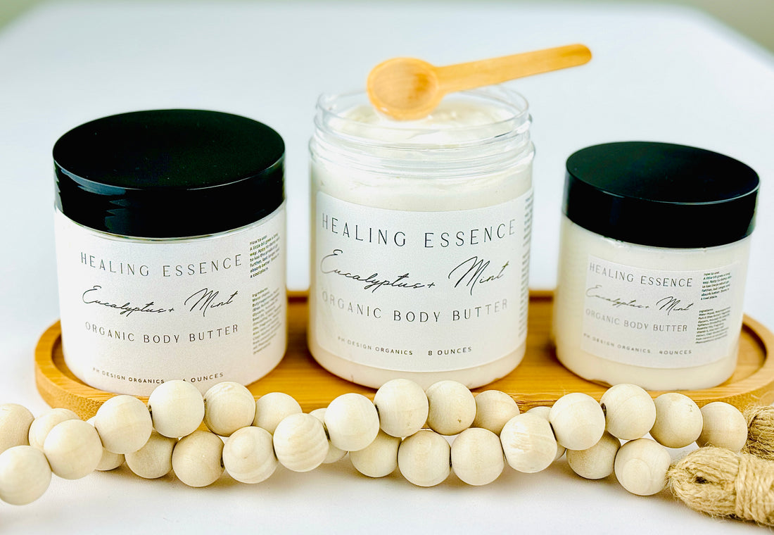 Healing Essence Eucalyptus + Mint Body Butter w/ Vitamin E & Aloe Vera PH Design Organics