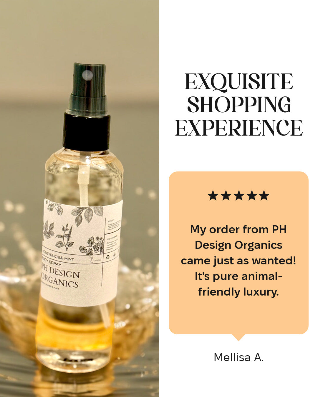Organic Honeysuckle Mint Mist - Vegan & Cruelty-free Body Spray PH Design Organics