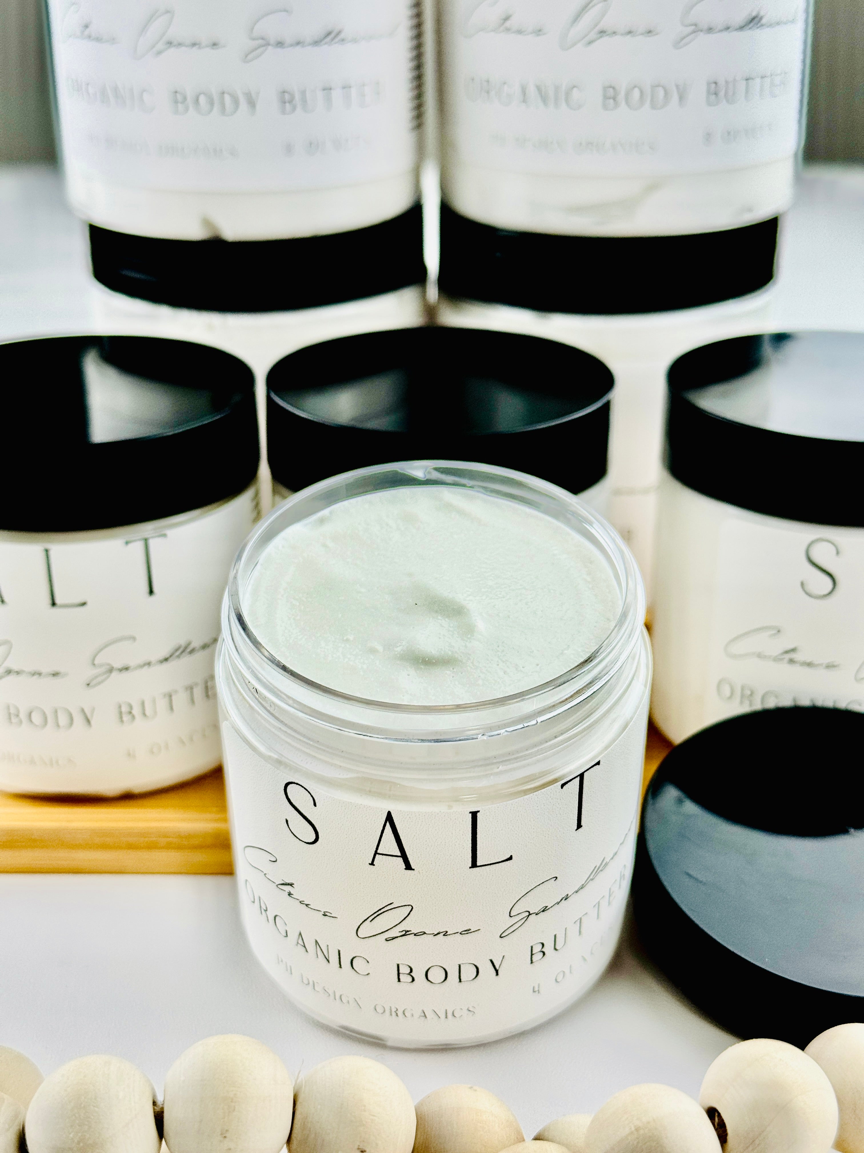 Salt Body Butter w/ Vitamin E & Aloe Vera notes of Sea Salt & Citrus PH Design Organics