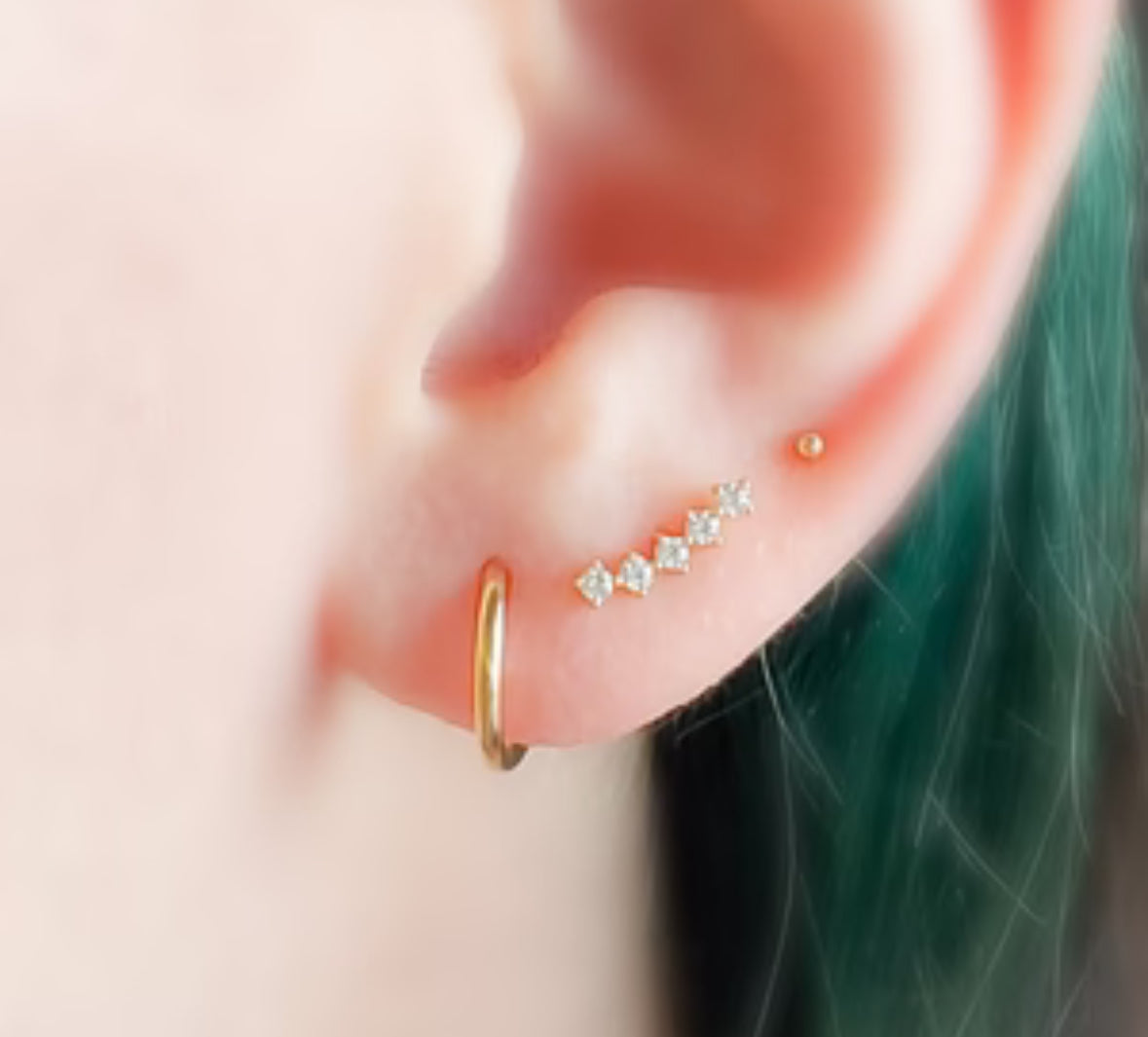 14K Gold-Finished Eco-Friendly Minimalist Climber Earrings with Diamonds Simulant PH Design Organics