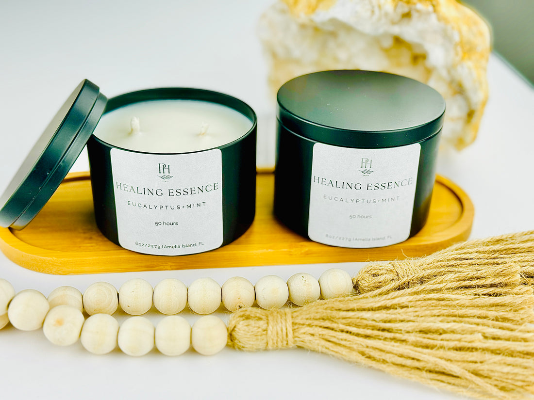 Healing Essence Candle notes Eucalyptus &amp; Mint