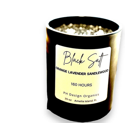 Organic Luxury Candle -Black Glass Candle with Natural Wood Lid