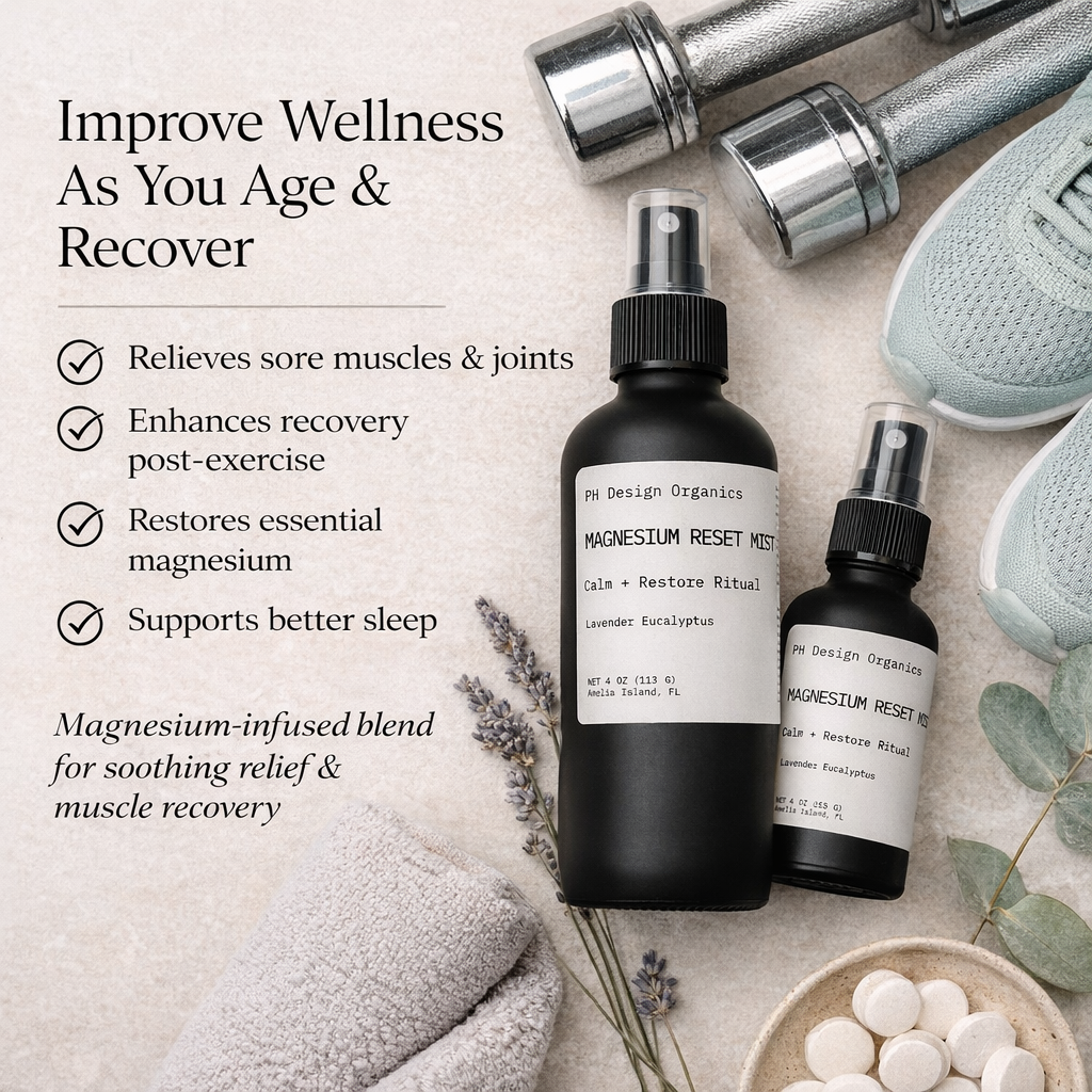 Organic Eucalyptus Lavender Magnesium Reset Spray | 4 oz / 2 oz - PH Design Organics