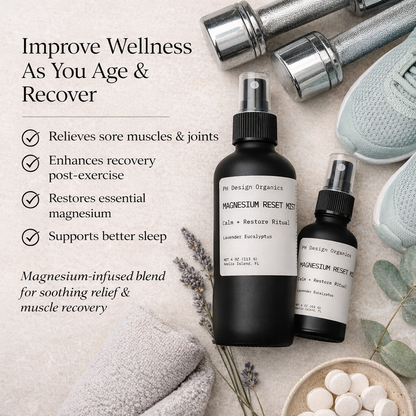 Organic Eucalyptus Lavender Magnesium Reset Spray | 4 oz / 2 oz - PH Design Organics