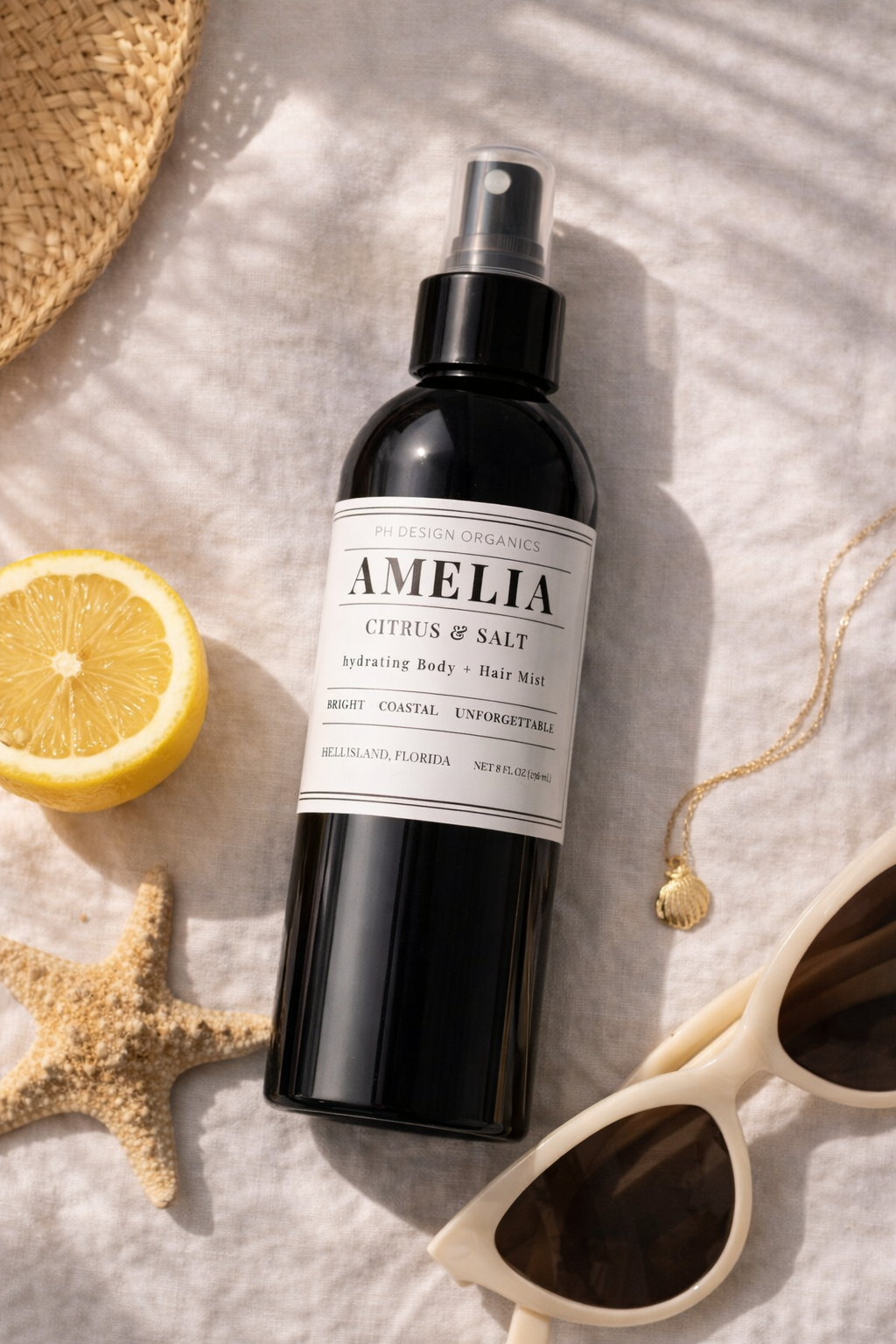 Amelia Coastal Body &amp; Hair Mist | Hydrating Botanical Spray for Skin + Hair | PH Design Organics