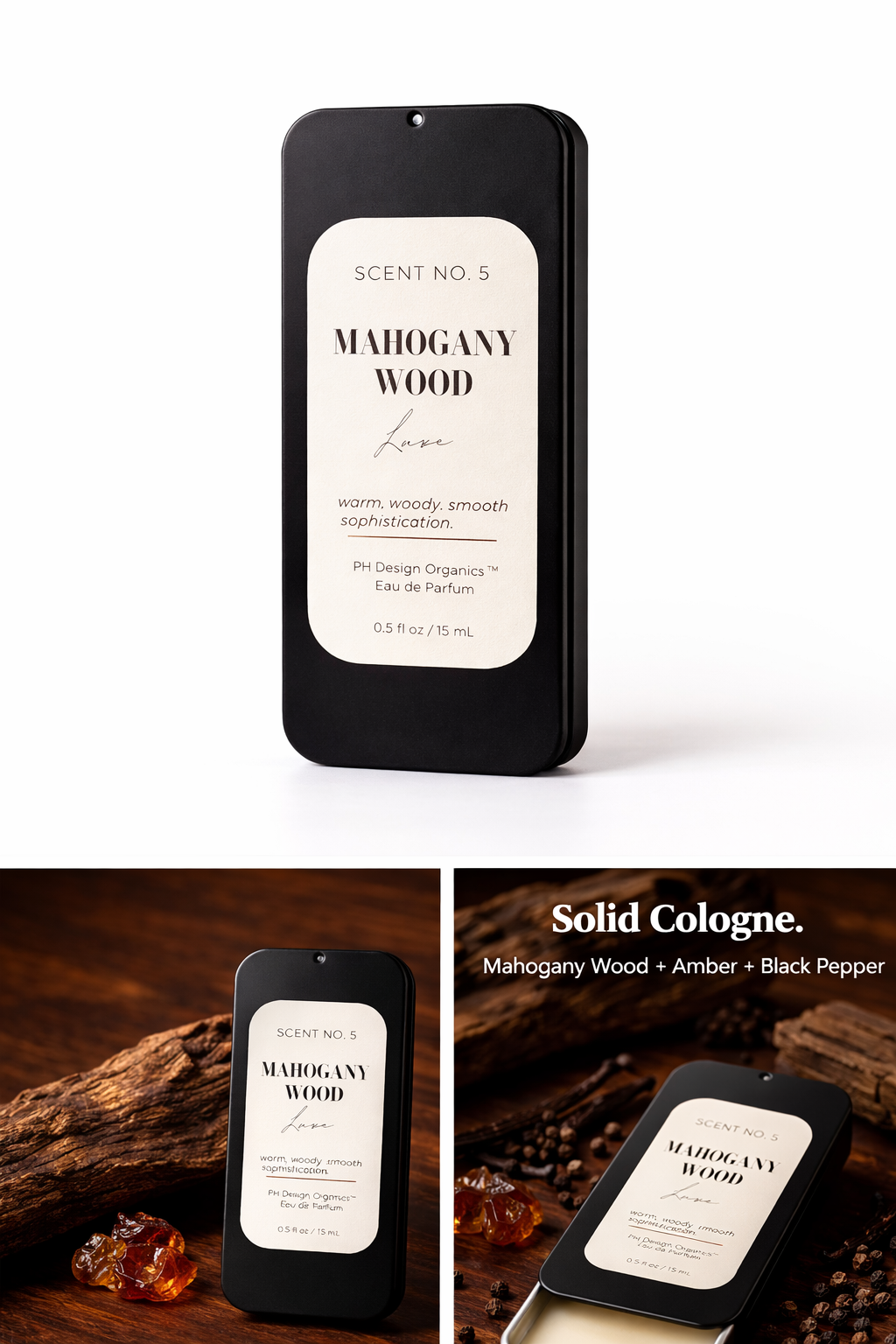 Solid Cologne | Skin-Close Fragrance Balm | Clean, Lasting Scent | PH Design Organics