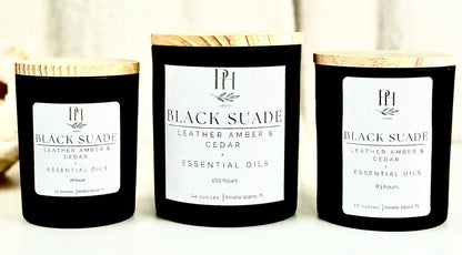 Organic Luxury Candle -Black Glass Candle with Natural Wood Lid