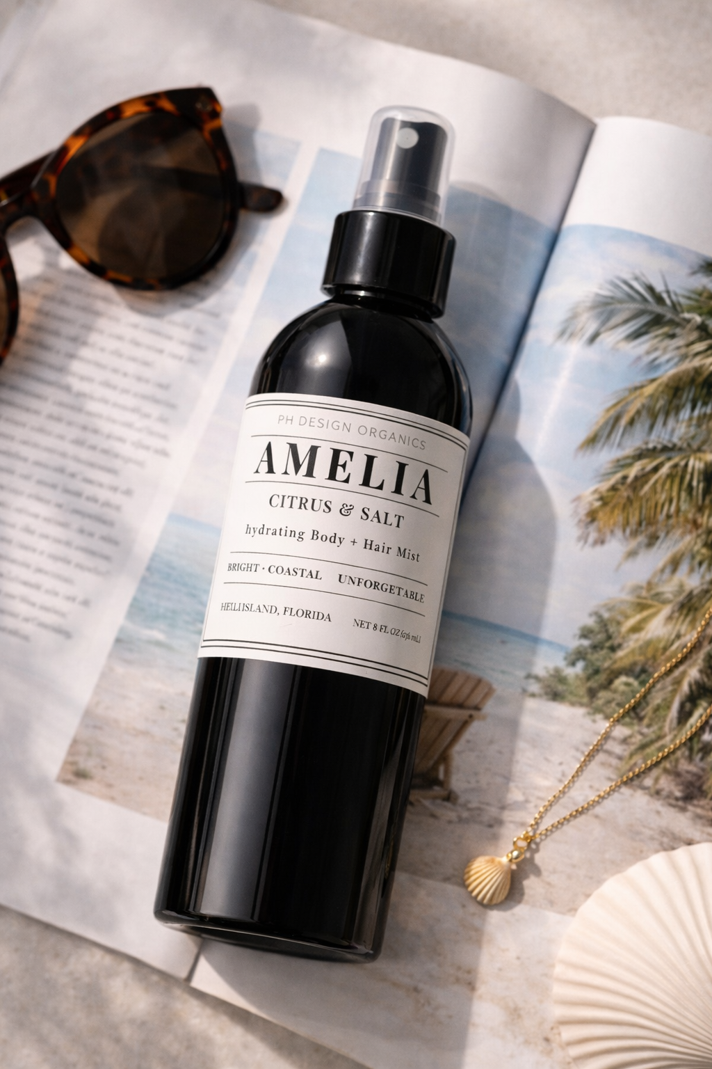 Amelia Coastal Body &amp; Hair Mist | Hydrating Botanical Spray for Skin + Hair | PH Design Organics