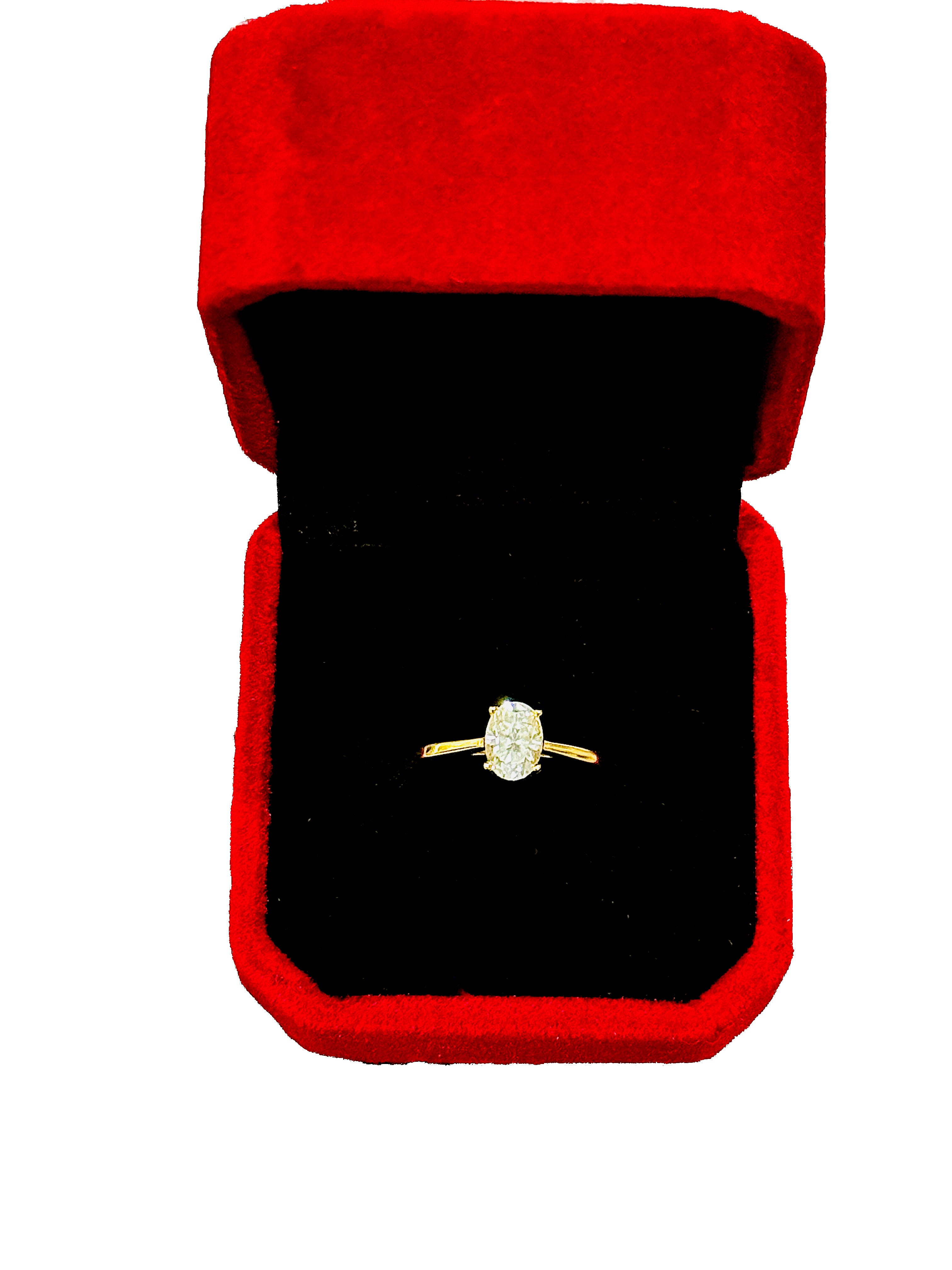 Oval-Cut Moissanite Engagement Ring 18K Gold Vermeil Finish Sterling Silver Band