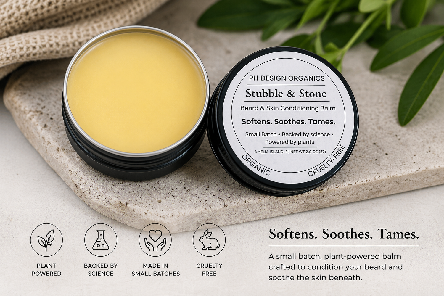 Stubble + Stone Beard &amp; Skin Conditioning Balm.Tame the wild. Nourish the skin.