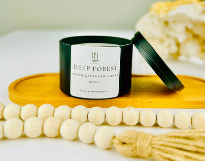 Deep Forest Candle notes, Cedar, Honey &amp; Lavender