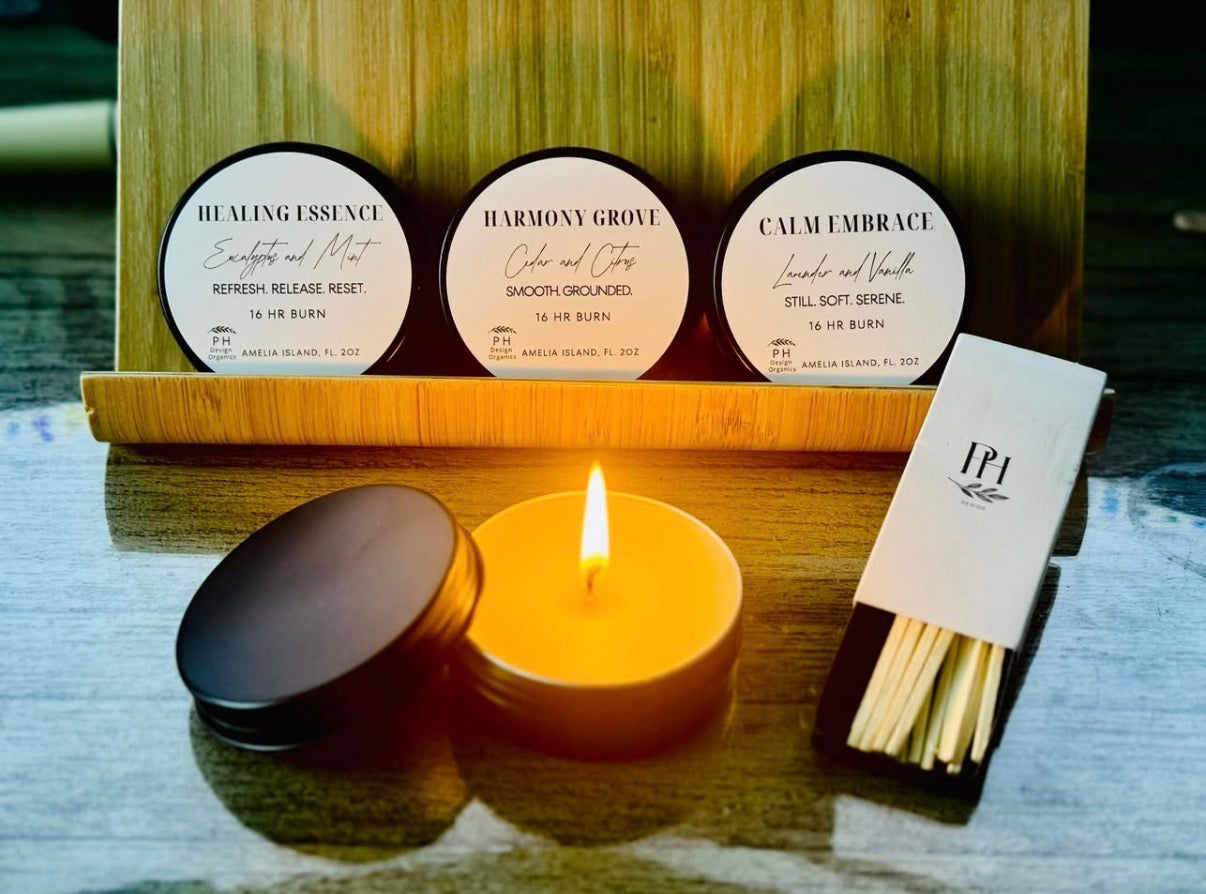 Organic Mini Flight Aromatherapy Bundle with soothing Candle Scents