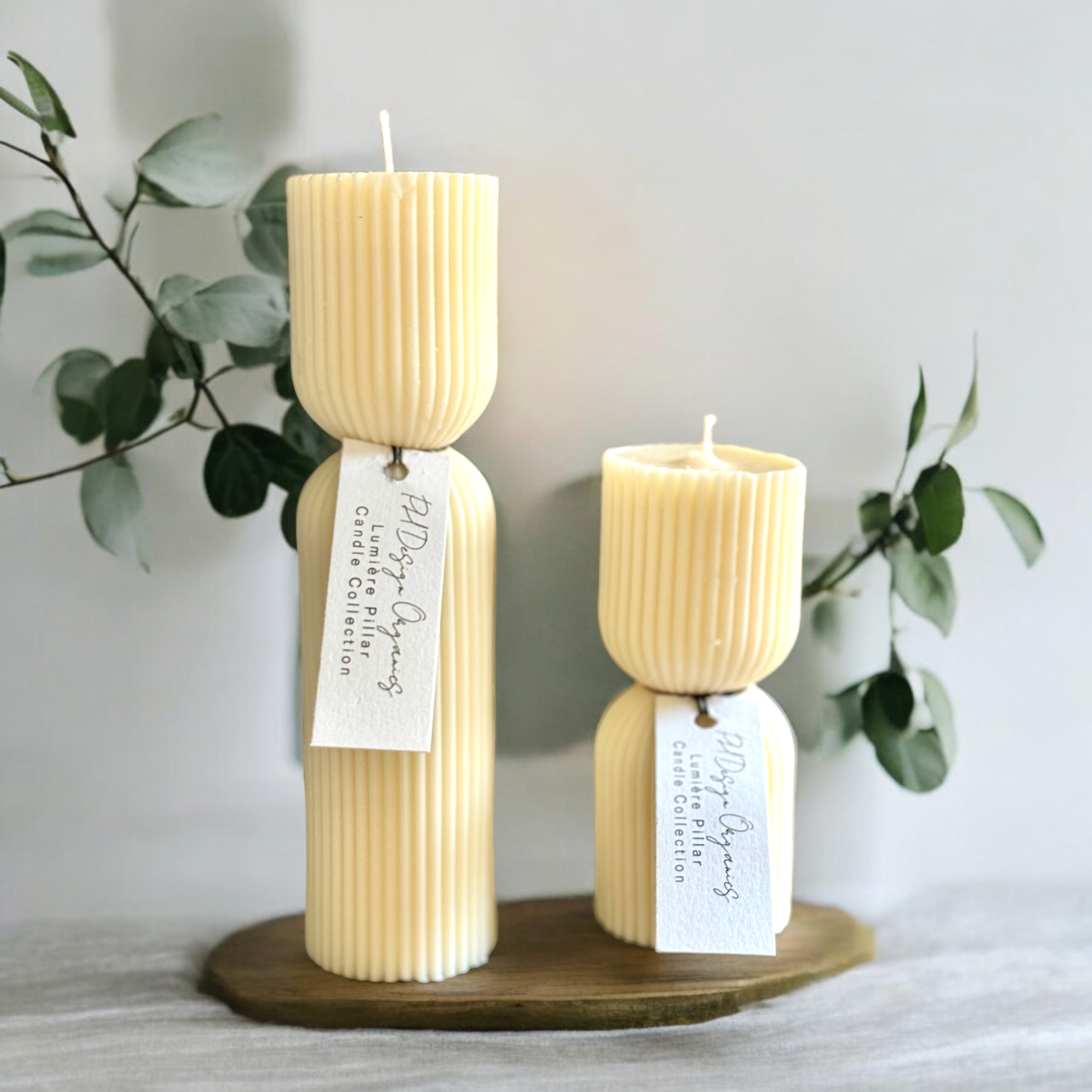 Nordic Ribbed Stripe Pillar Candle | Scented |Unscented, Home Decor, Vegan, Geometric, Unique Gift, Avant Garde