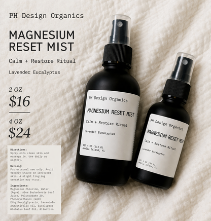 Organic Eucalyptus Lavender Magnesium Reset Spray | 4 oz / 2 oz - PH Design Organics