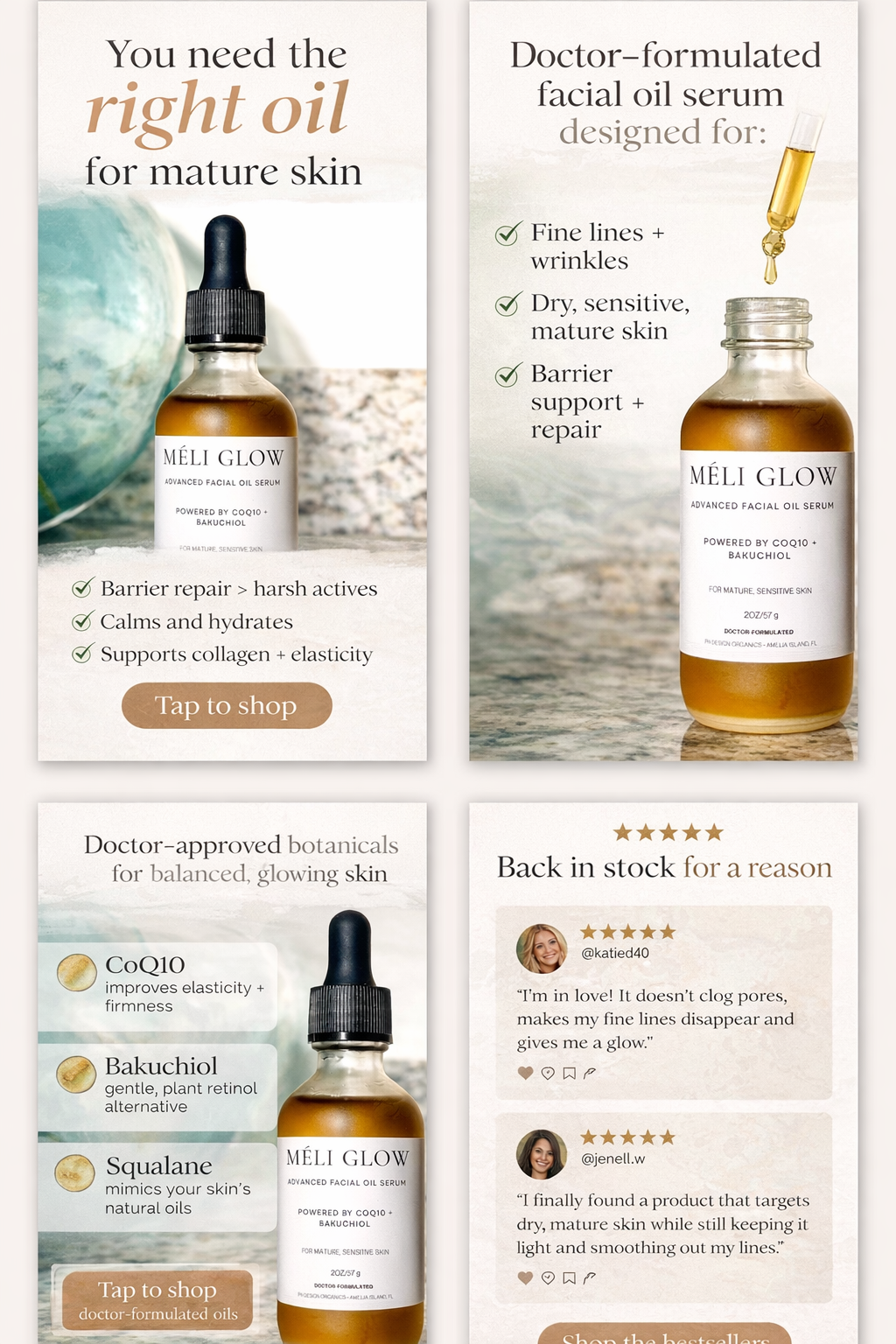 🌿 Méli Glow Anti-aging Face Serum for Radiance, Resilience &amp; Results