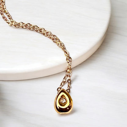 Minimalist 14K Gold Teardrop Pendant Necklace – Sustainable Luxury by PH Design Jewelry