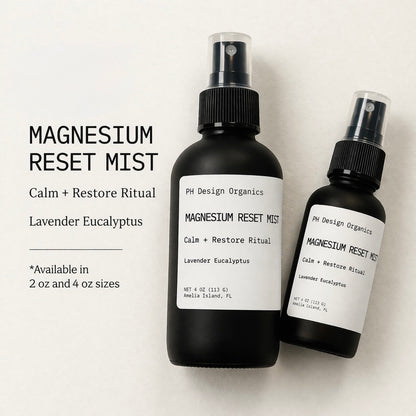Organic Eucalyptus Lavender Magnesium Reset Spray | 4 oz / 2 oz - PH Design Organics