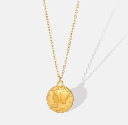 Coin Roman Necklace Women - Minimalist, Waterproof PH Design Organics