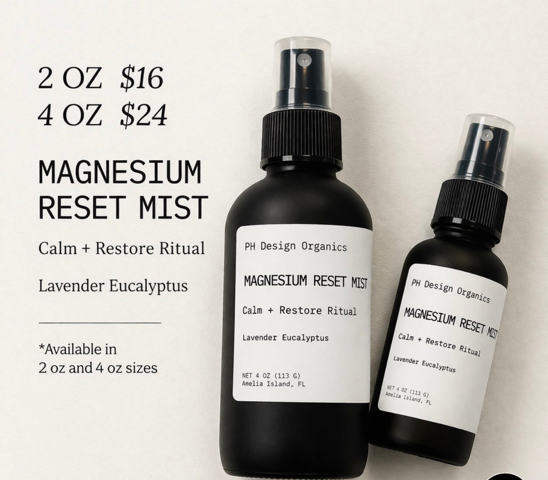 Organic Eucalyptus Lavender Magnesium Reset Spray | 4 oz / 2 oz - PH Design Organics