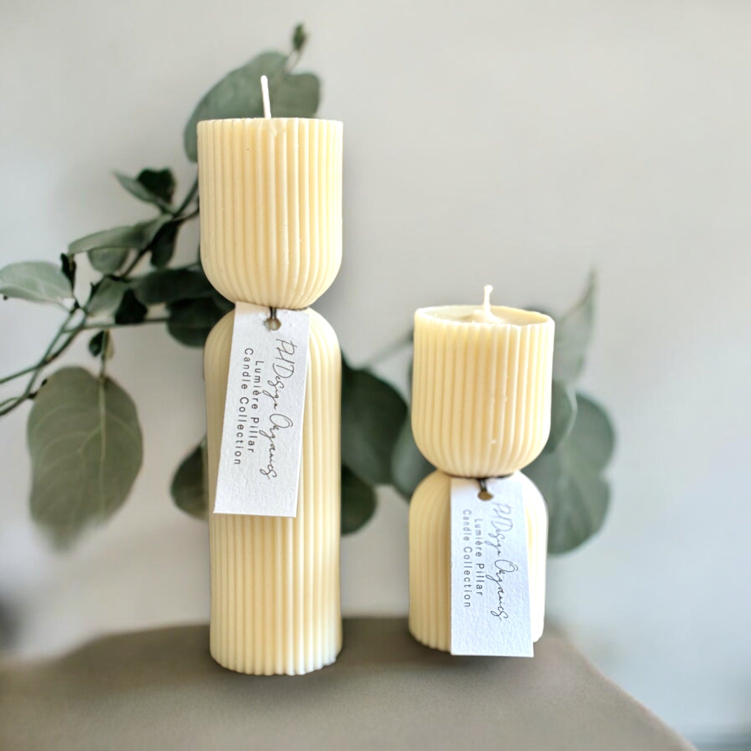 Nordic Ribbed Stripe Pillar Candle | Scented |Unscented, Home Decor, Vegan, Geometric, Unique Gift, Avant Garde