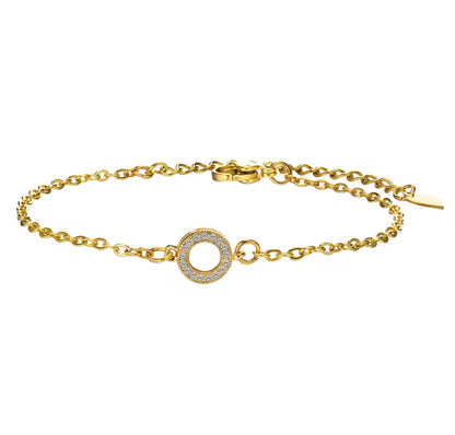 Elegant 18K Gold-Finished Minimalist Bracelet with Synthetic Diamond Circle Charm PH Design Organics