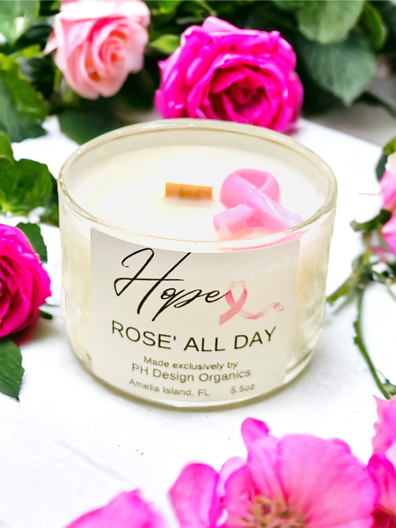 Breast Cancer Awareness Special Edition Candle Rose a’ all day