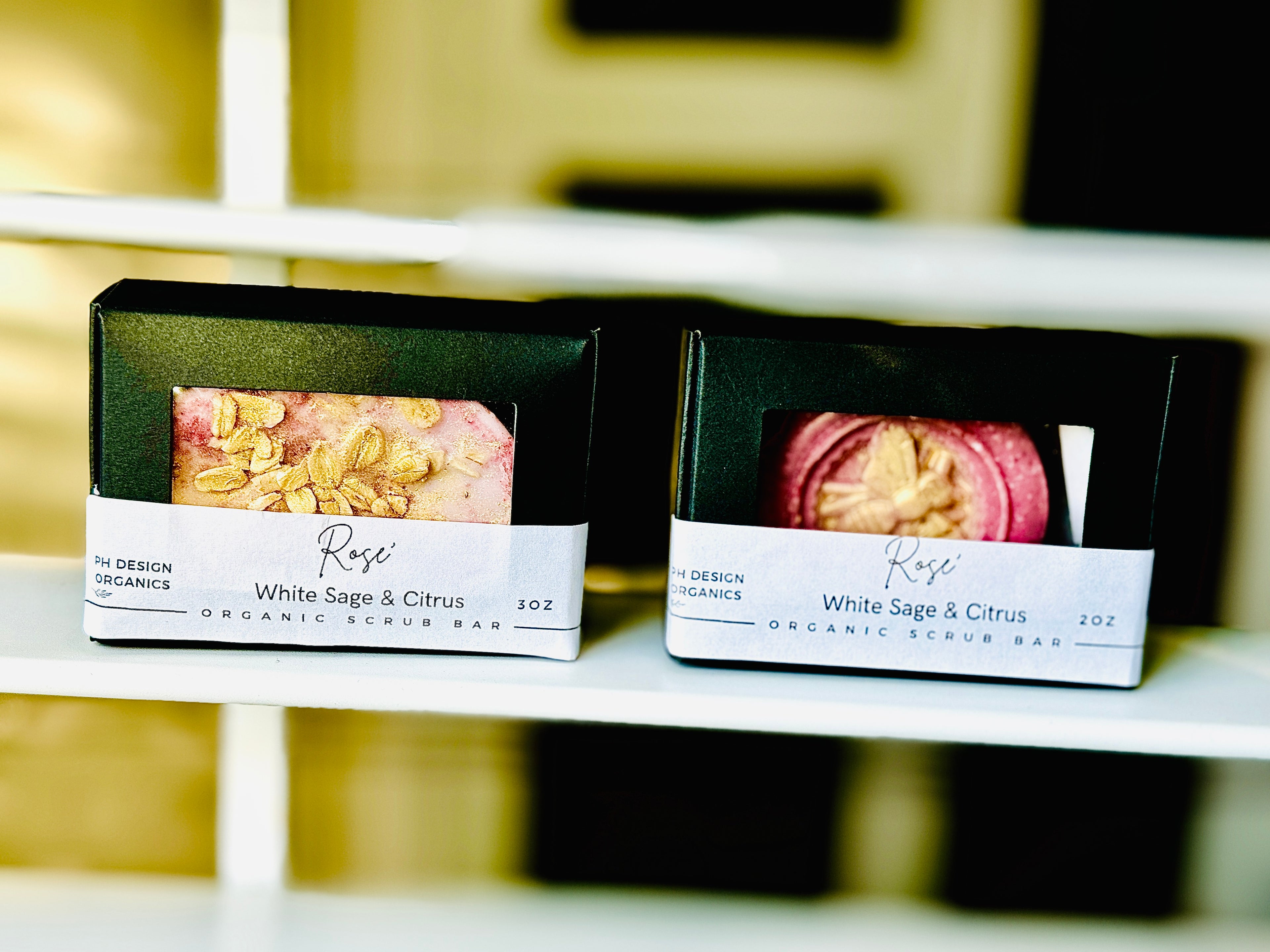 Rose’ Body Scrub Bar - with notes of White Citrus, Rose &amp; Sage. Vitamin E &amp; C