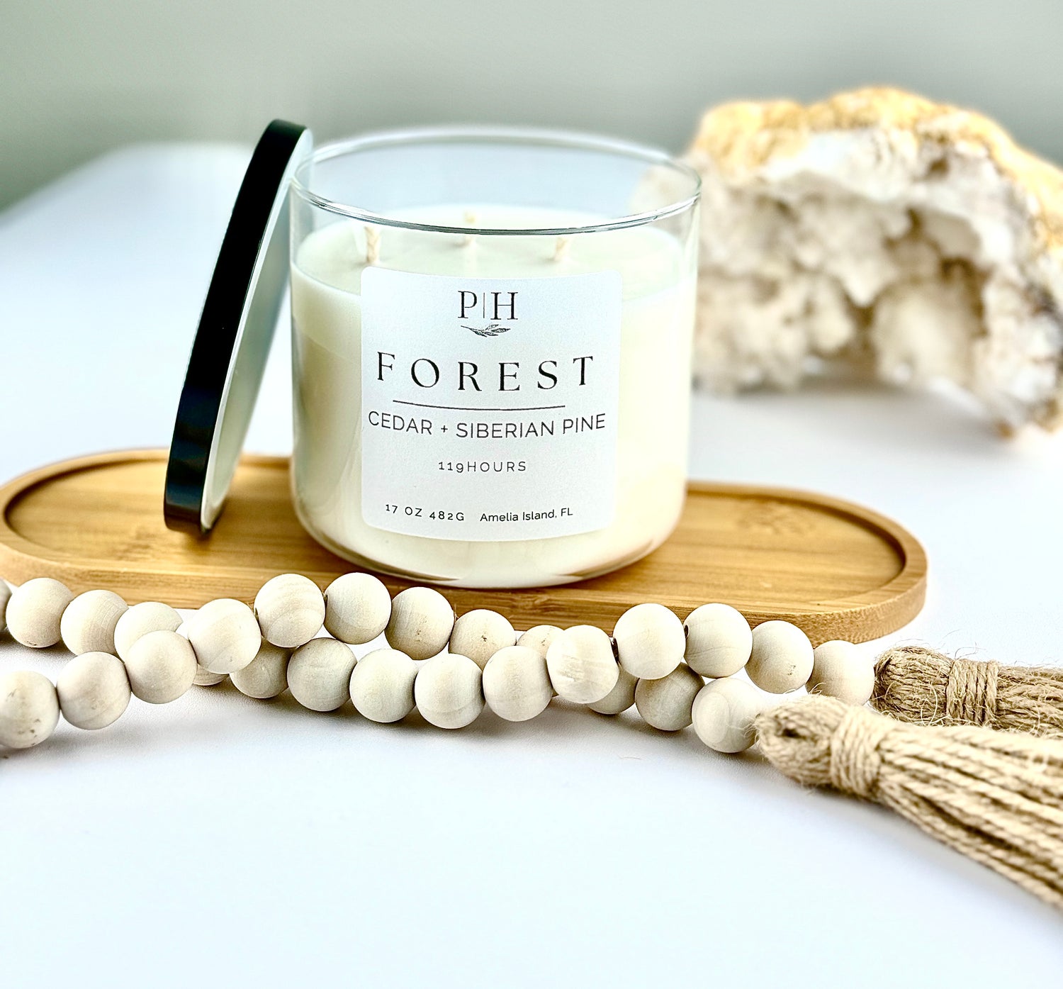 Forest Candle- with notes Green Forrest, Cedar &amp; Siberian Pine PH Design Organics