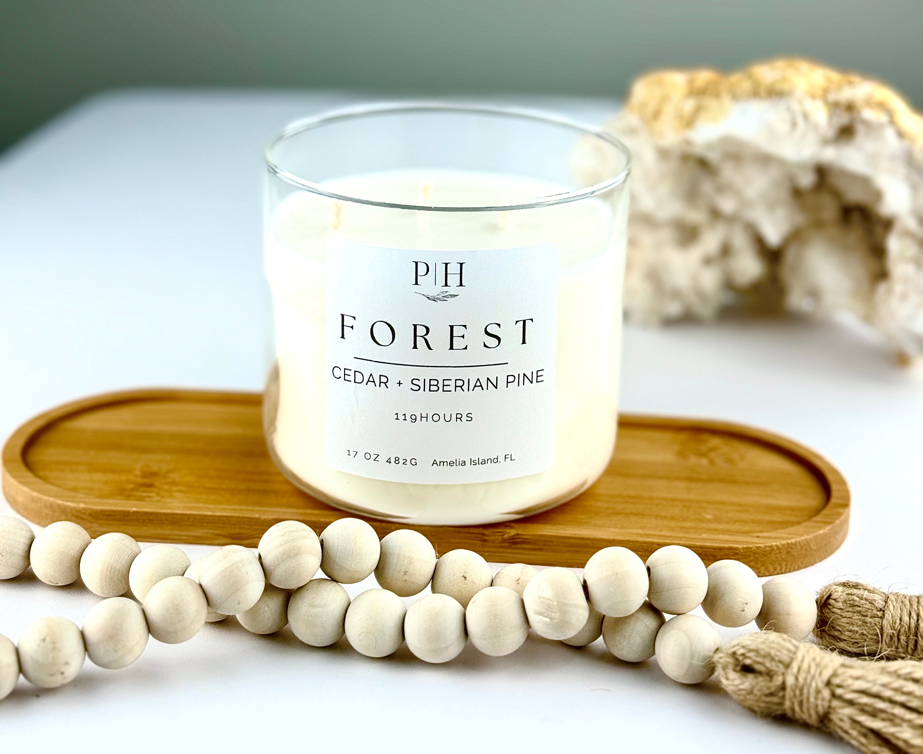 Forest Candle- with notes Green Forrest, Cedar &amp; Siberian Pine PH Design Organics