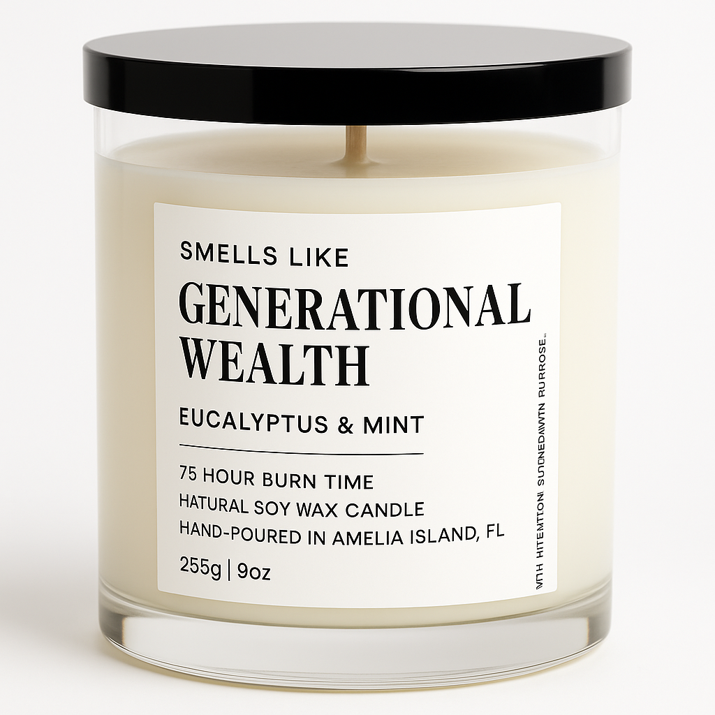 Smells Like Generational Wealth Candle – Eucalyptus &amp; Mint | 9oz (75hr Burn)