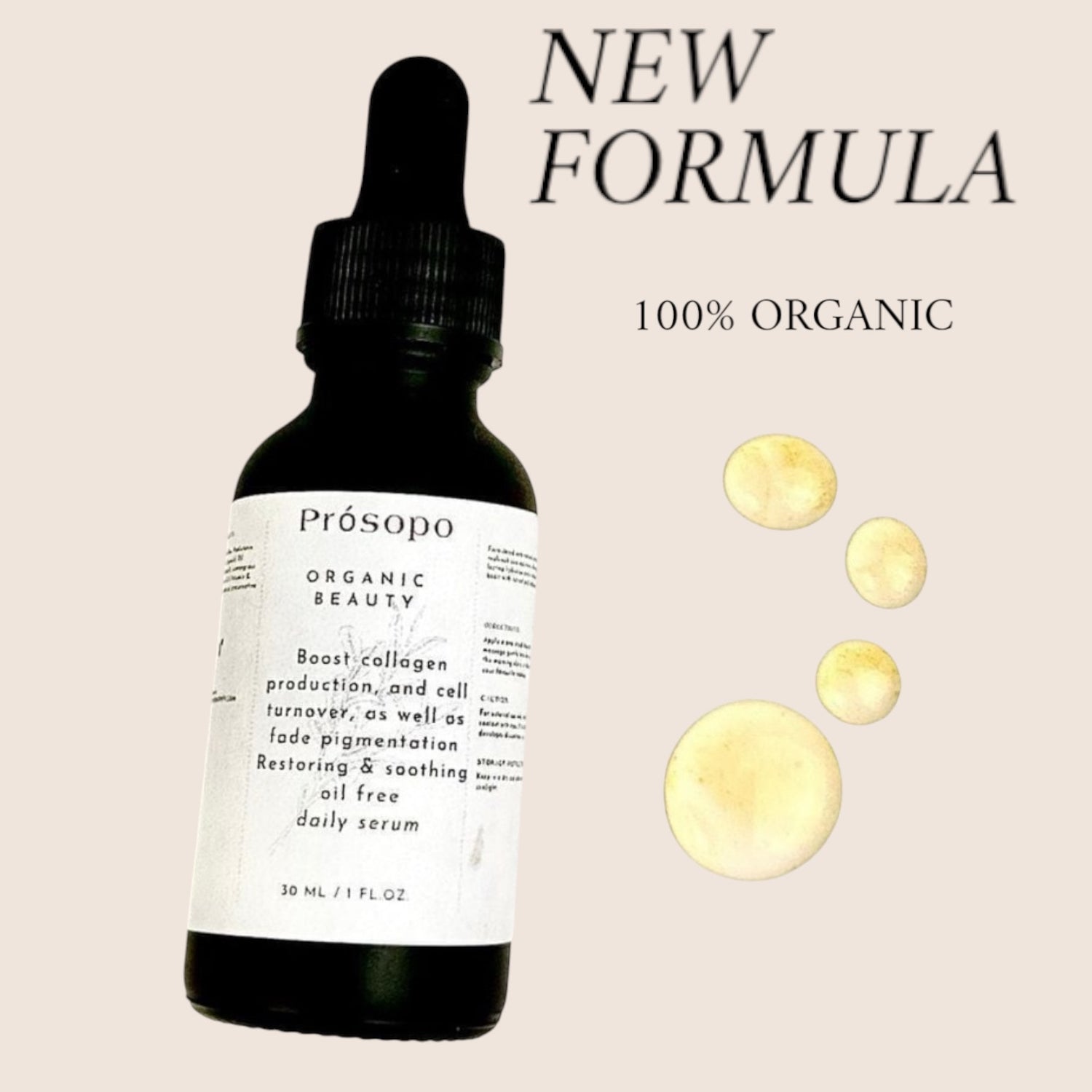 Prósopo Organic Beauty Serum - 100% Organic Formula for Clearer, Brighter, and Youthful Skin