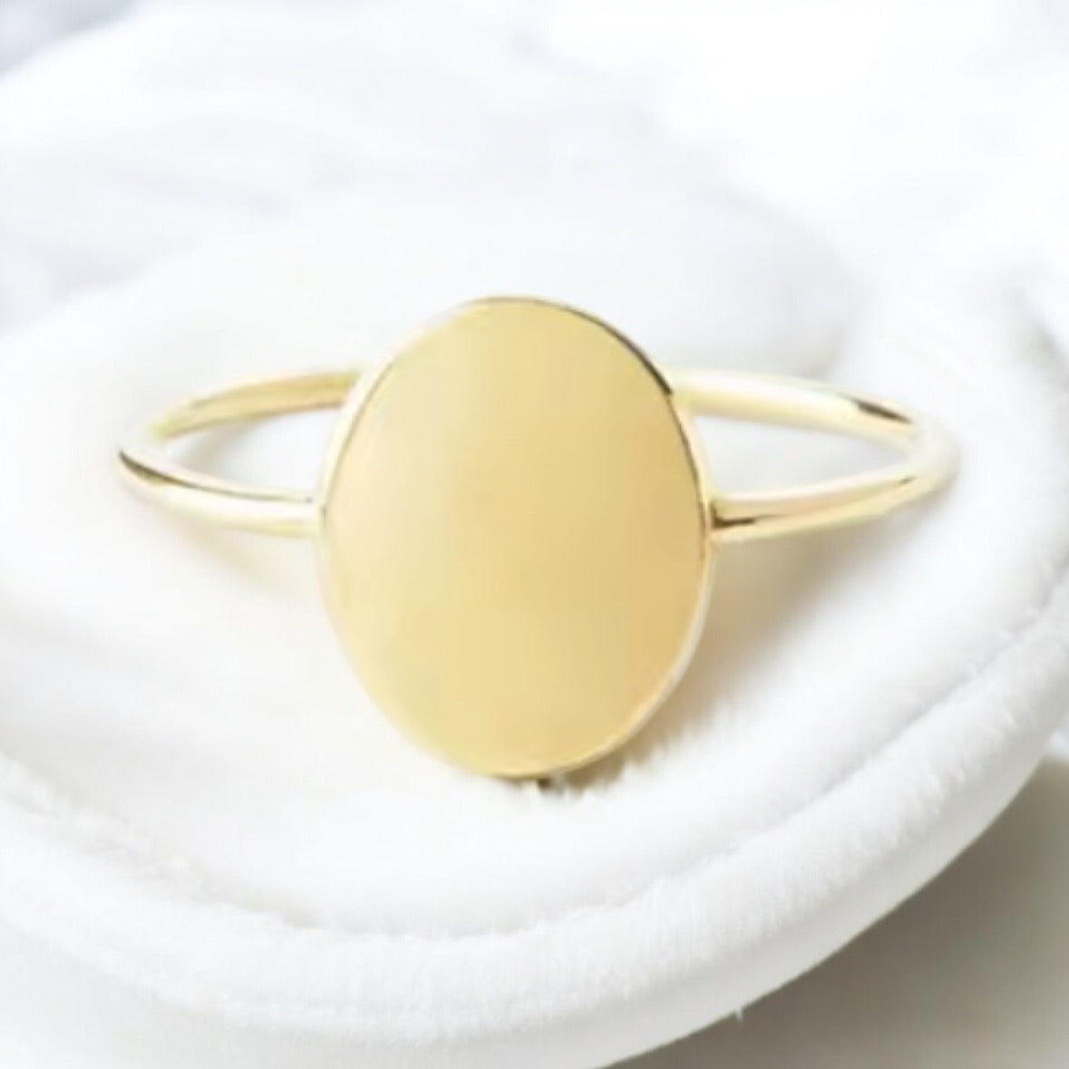 Minimalist 14k Gold Finish Oval Ring for Women - Elegant Everyday Jewelry PH Design Organics