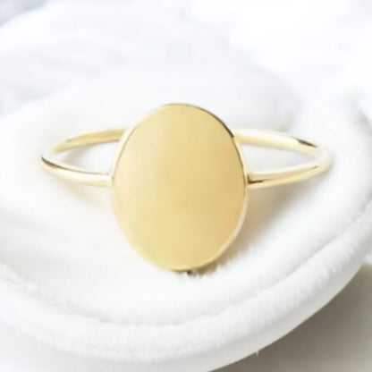 Minimalist 14k Gold Finish Oval Ring for Women - Elegant Everyday Jewelry PH Design Organics