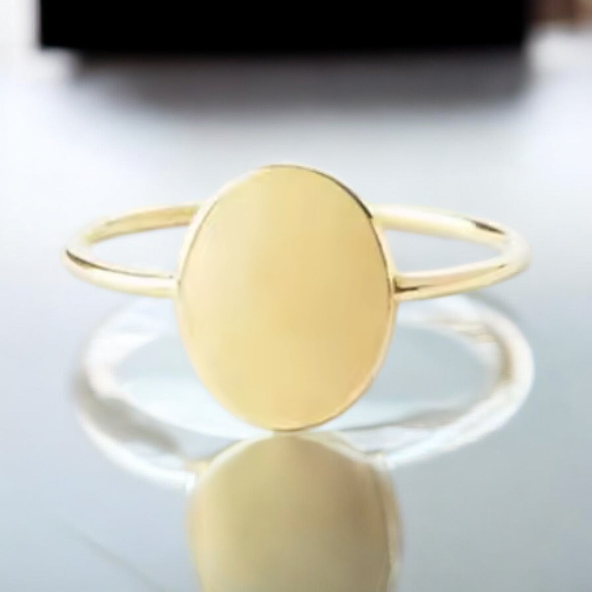 Minimalist 14k Gold Finish Oval Ring for Women - Elegant Everyday Jewelry PH Design Organics