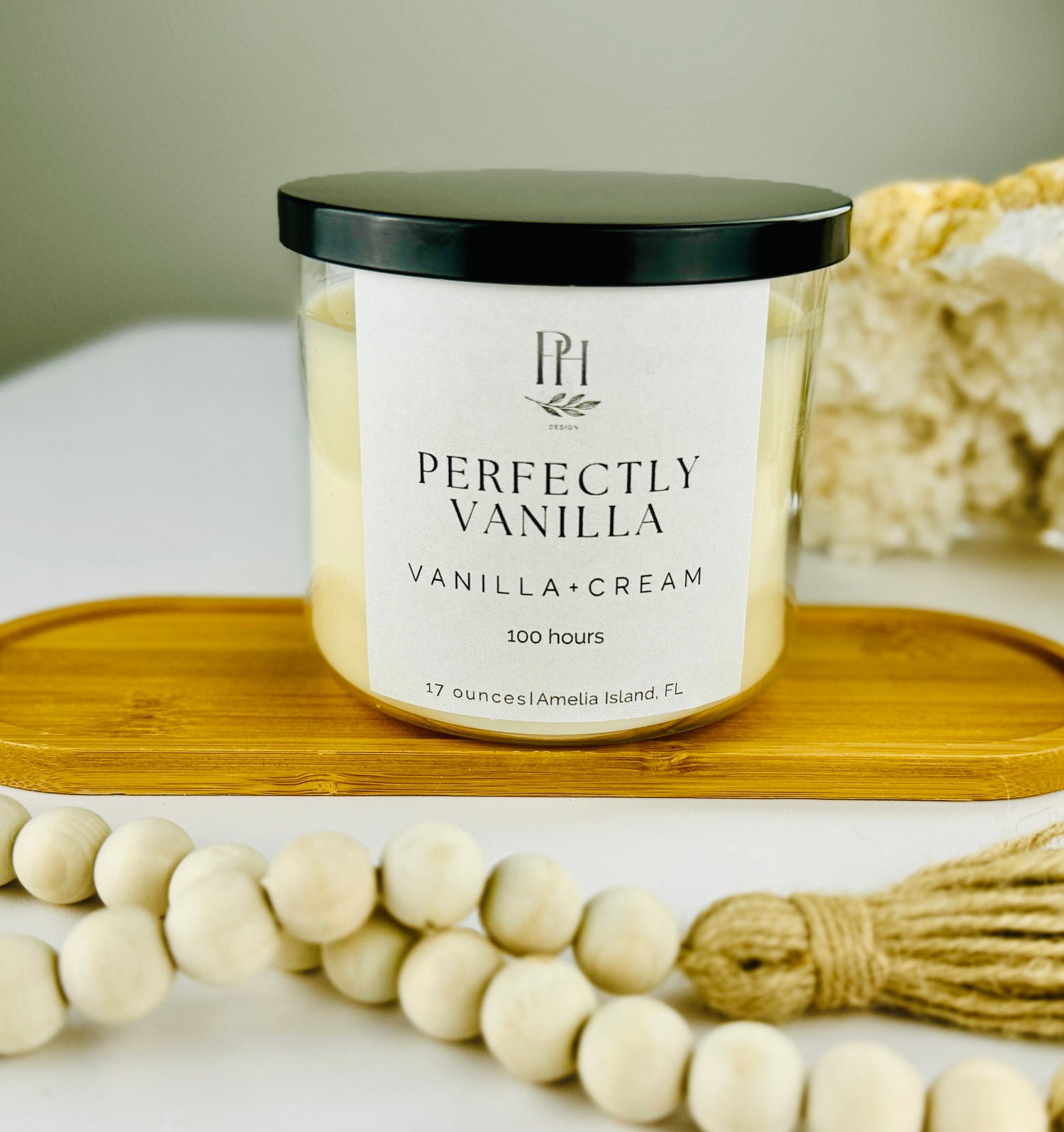 Perfectly Vanilla Candle with notes of Buttercream,Vanilla &amp; Bourbon PH Design Organics