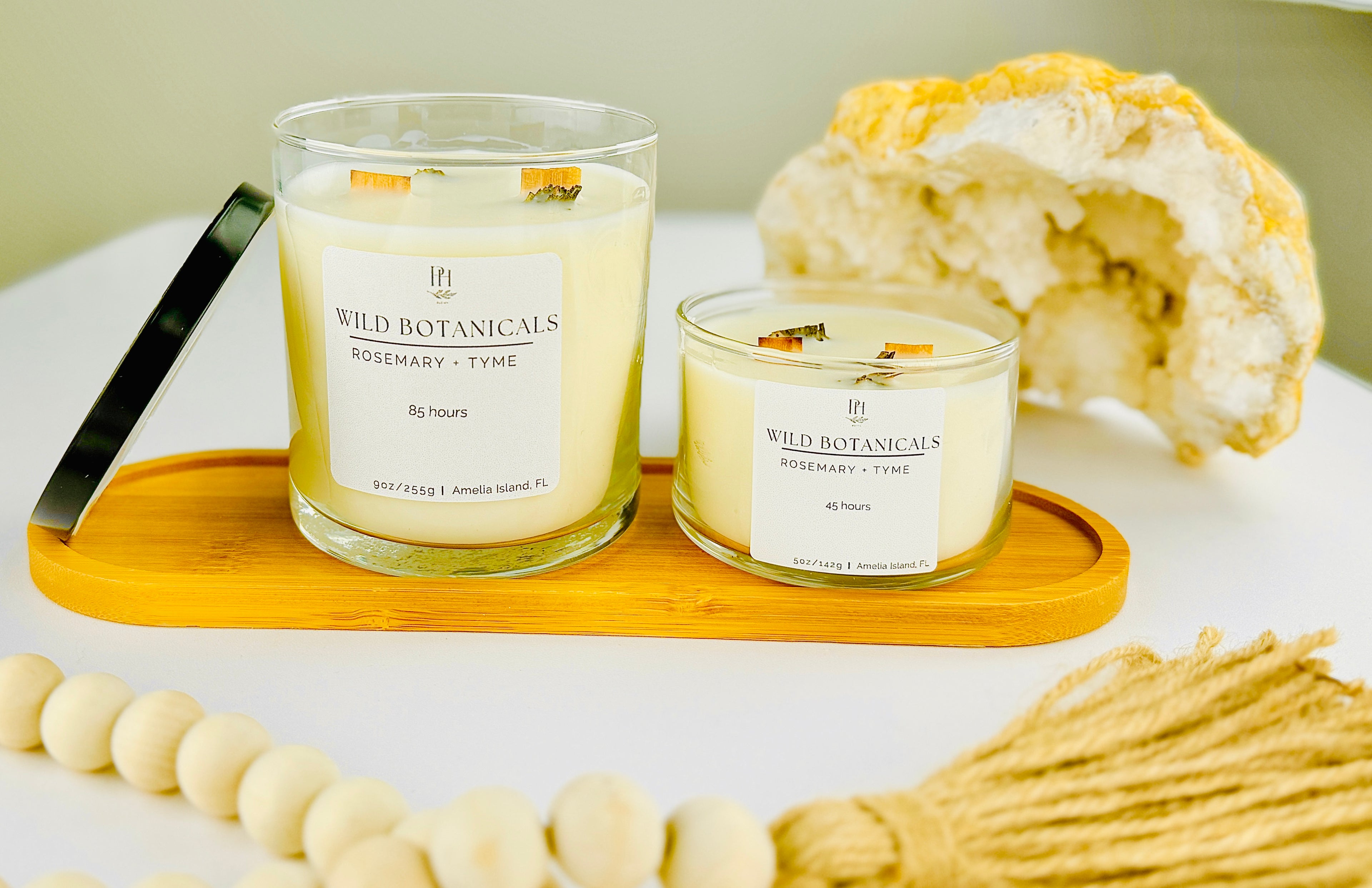 Wild Botanicles Candle- notes of Rosemary, Thyme &amp; Cedar PH Design Organics