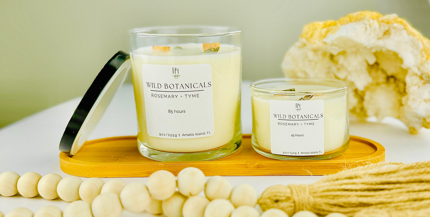 Wild Botanicles Candle- notes of Rosemary, Thyme &amp; Cedar PH Design Organics