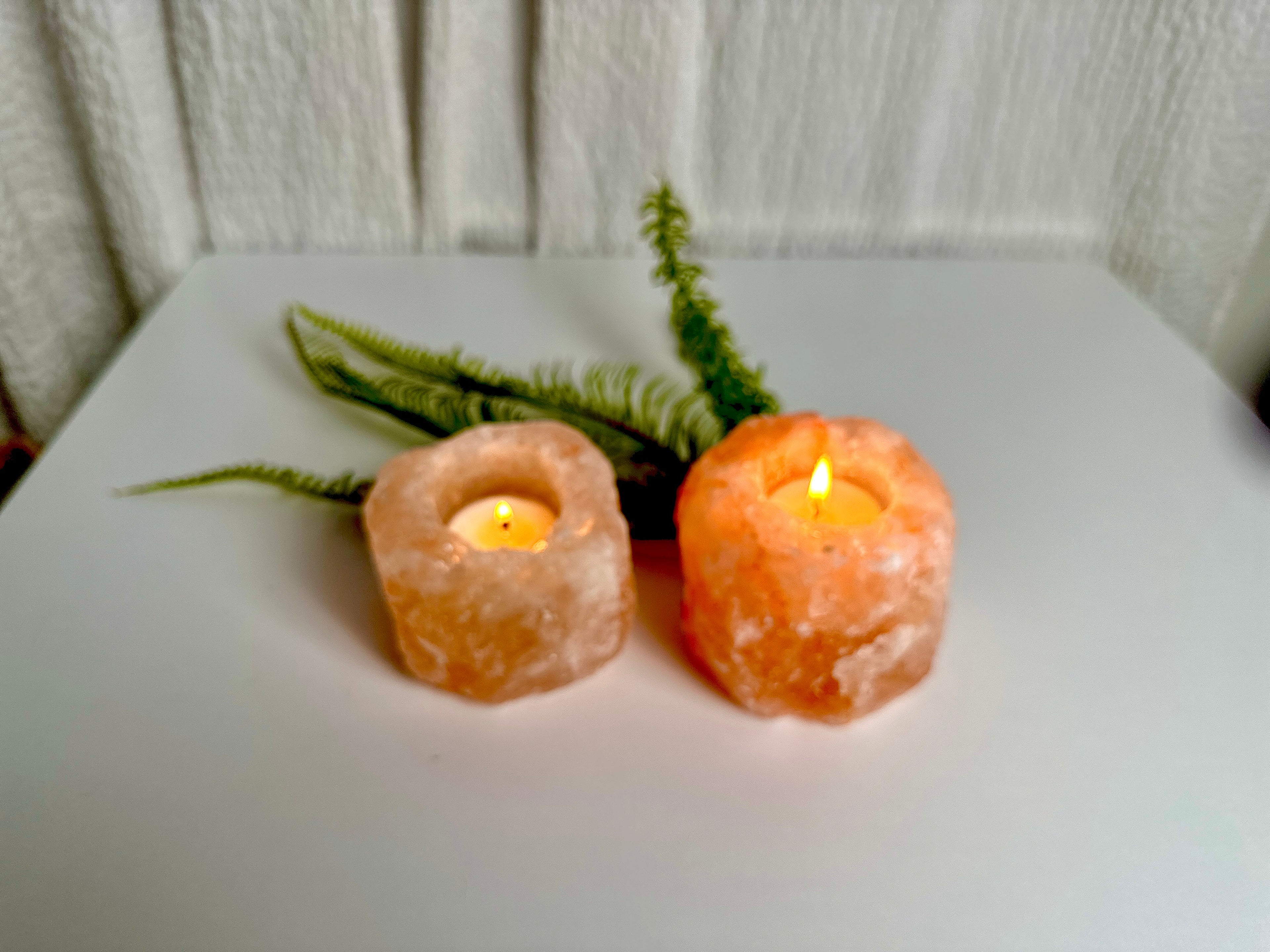 Tealight Candle Vessel of Himalayan Salt Natural calming light plus the negative ions produced from the Himalayan Salt is an absolute necessity to relax and wind down after a long day.