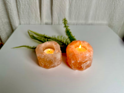 Tealight Candle Vessel of Himalayan Salt Natural calming light plus the negative ions produced from the Himalayan Salt is an absolute necessity to relax and wind down after a long day.