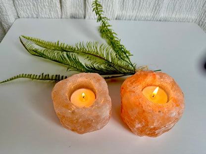 Tealight Candle Vessel of Himalayan Salt Natural calming light plus the negative ions produced from the Himalayan Salt is an absolute necessity to relax and wind down after a long day.