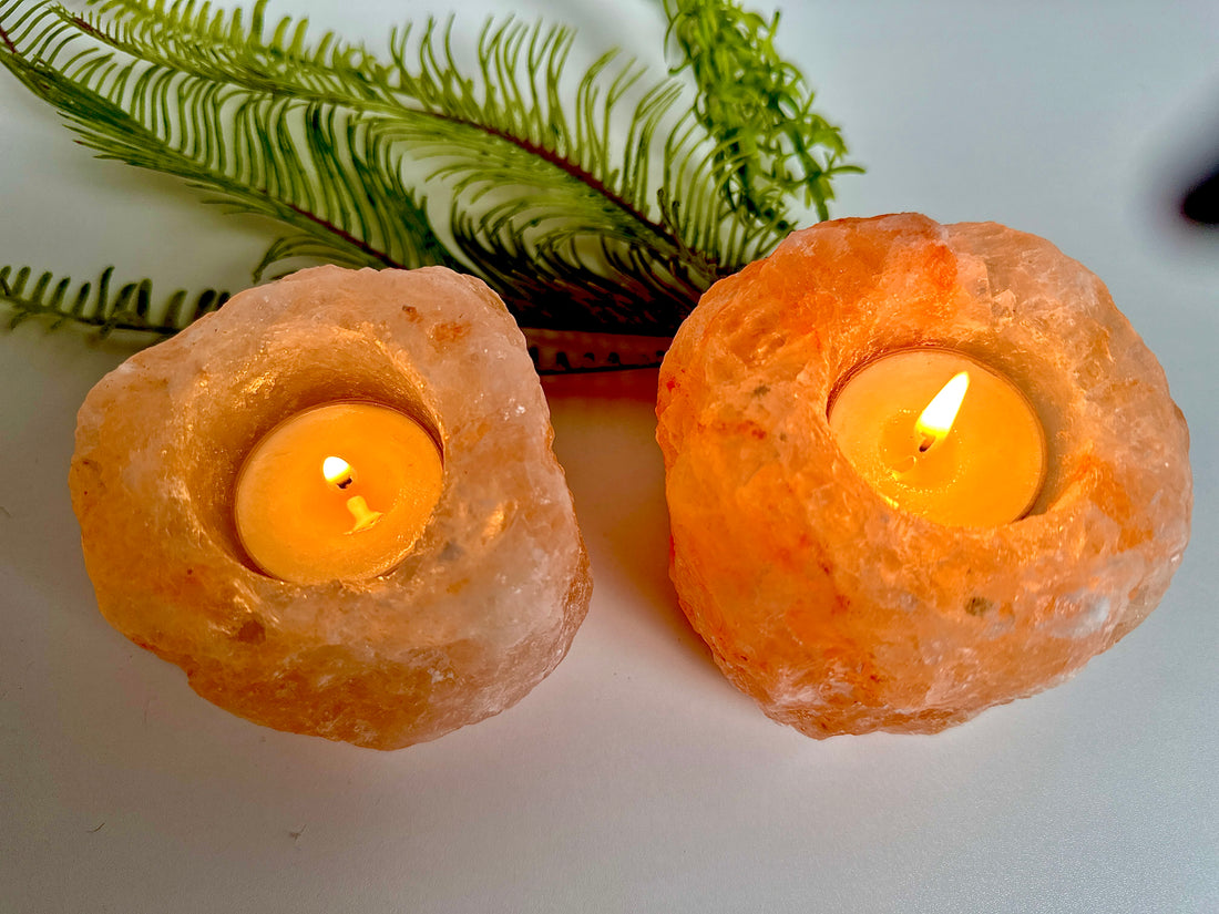 Tealight Candle Vessel of Himalayan Salt Natural calming light plus the negative ions produced from the Himalayan Salt is an absolute necessity to relax and wind down after a long day.