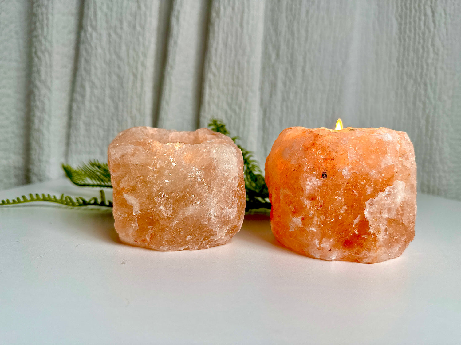 Tealight Candle Vessel of Himalayan Salt Natural calming light plus the negative ions produced from the Himalayan Salt is an absolute necessity to relax and wind down after a long day.