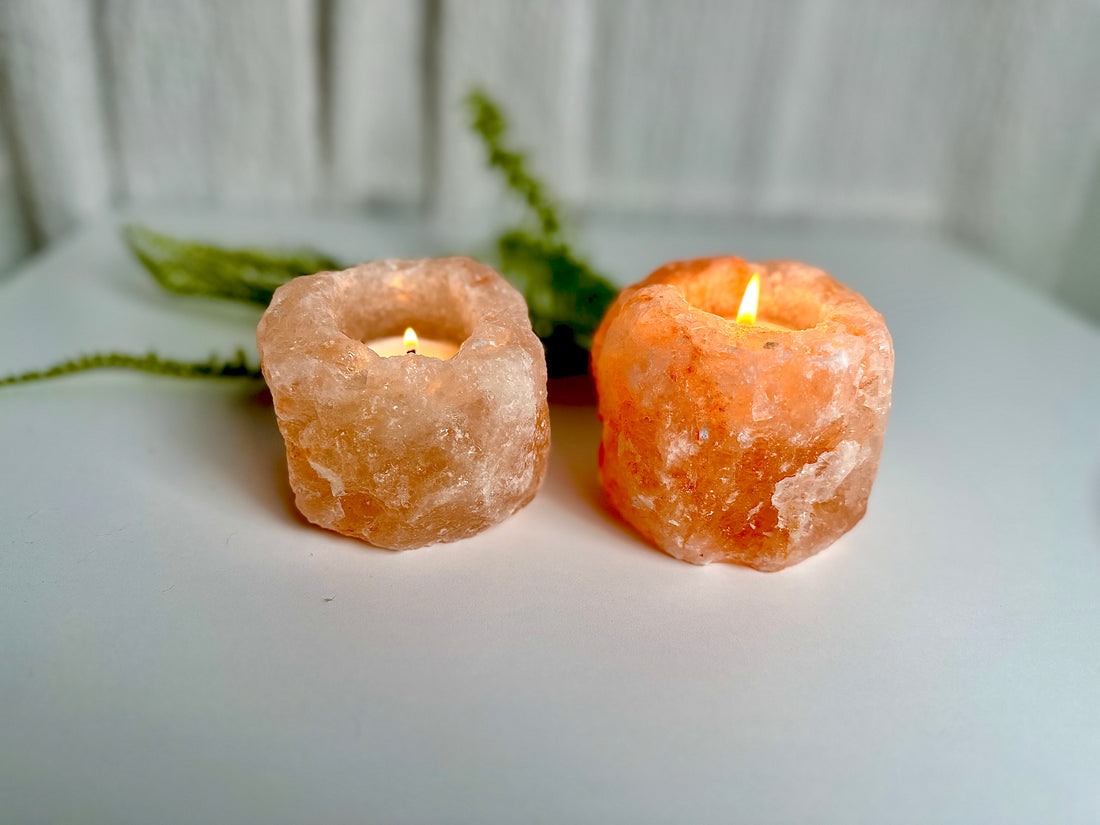 Tealight Candle Vessel of Himalayan Salt Natural calming light plus the negative ions produced from the Himalayan Salt is an absolute necessity to relax and wind down after a long day.